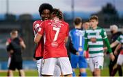24 May 2021; Walter Figueira, left, and Jordan Gibson of Sligo Rovers celebrate followng the SSE Airtricity League Premier Division match between Shamrock Rovers and Sligo Rovers at Tallaght Stadium in Dublin. Photo by Stephen McCarthy/Sportsfile