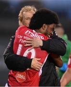 24 May 2021; Sligo Rovers manager Liam Buckley and Walter Figueira celebrate following the SSE Airtricity League Premier Division match between Shamrock Rovers and Sligo Rovers at Tallaght Stadium in Dublin. Photo by Stephen McCarthy/Sportsfile