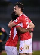 24 May 2021; John Mahon, right, and Walter Figueira of Sligo Rovers celebrate following the SSE Airtricity League Premier Division match between Shamrock Rovers and Sligo Rovers at Tallaght Stadium in Dublin. Photo by Stephen McCarthy/Sportsfile