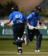 25 May 2021; Andrew Balbirnie, right, and Barry McCarthy of Leinster Lightning make a run during the Cricket Ireland InterProvincial Cup 2021 match between North West Warriors and Leinster Lightning at Eglinton Cricket Club in Derry. Photo by David Fitzgerald/Sportsfile