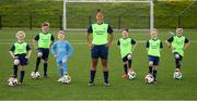 26 May 2021; Republic of Ireland international Rianna Jarrett with, from left, Liadan Kelly, age 10, Morgan Coffey, age 8, Ross Ward, age 7, Joshua Ward, age 9, Liadan Kelly, age 10, and Liam White, age 9, during the launch of the INTERSPORT Elverys FAI Summer Soccer Schools at the FAI National Training Centre in Abbotstown, Dublin. The Football Association of Ireland launched the 25th edition of the hugely popular FAI Summer Soccer Schools in partnership with our title sponsor, the leading Irish sports retailer INTERSPORT Elverys. Republic of Ireland players Rianna Jarrett and Andrew Omobamidele were on hand for the launch of the hugely popular programme which will see the INTERSPORT Elverys FAI Summer Soccer Schools return to clubs across Ireland in July and August. The INTERSPORT Elverys FAI Summer Soccer Schools cater for boys and girls aged 6 to 14 in a fun and inclusive environment. Photo by Stephen McCarthy/Sportsfile