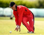 27 May 2021; Seamus Lynch of Munster Reds fields during the Cricket Ireland InterProvincial Cup 2021 match between Munster Reds and Northern Knights at Pembroke Cricket Club in Dublin. Photo by Harry Murphy/Sportsfile
