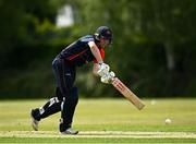 27 May 2021; Luke Georgeson of Northern Knights bats during the Cricket Ireland InterProvincial Cup 2021 match between Munster Reds and Northern Knights at Pembroke Cricket Club in Dublin. Photo by Harry Murphy/Sportsfile