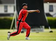 27 May 2021; Fionn Hand of Munster Reds fields during the Cricket Ireland InterProvincial Cup 2021 match between Munster Reds and Northern Knights at Pembroke Cricket Club in Dublin. Photo by Harry Murphy/Sportsfile