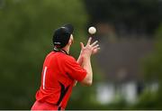27 May 2021; Aaron Cawley of Munster Reds catches out Graeme McCarter of Northern Knights during the Cricket Ireland InterProvincial Cup 2021 match between Munster Reds and Northern Knights at Pembroke Cricket Club in Dublin. Photo by Harry Murphy/Sportsfile