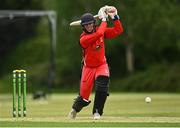 27 May 2021; Seamus Lynch of Munster Reds bats during the Cricket Ireland InterProvincial Cup 2021 match between Munster Reds and Northern Knights at Pembroke Cricket Club in Dublin. Photo by Harry Murphy/Sportsfile