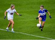 23 May 2021; Andrea Moran of Laois in action against Hazel McLoughlin of Kildare during the Lidl Ladies Football National League Division 3B Round 1 match between Laois and Kildare at MW Hire O'Moore Park in Portlaoise, Laois. Photo by Piaras Ó Mídheach/Sportsfile