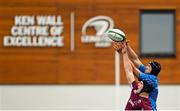 28 May 2021; Mark Morrissey of Leinster A and Jack Kelleher of Ireland U20 compete for possession in a lineout during the match between Ireland U20 and Leinster A at Energia Park in Dublin. Photo by Ramsey Cardy/Sportsfile