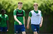 28 May 2021; Conor Grant and Luca Connell, right, during a Republic of Ireland U21 training session in Marbella, Spain. Photo by Stephen McCarthy/Sportsfile