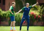28 May 2021; Manager Jim Crawford and Ryan Johansson during a Republic of Ireland U21 training session in Marbella, Spain. Photo by Stephen McCarthy/Sportsfile