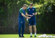 28 May 2021; Manager Jim Crawford, left, and assistant coach John O'Shea during a Republic of Ireland U21 training session in Marbella, Spain. Photo by Stephen McCarthy/Sportsfile