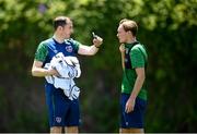 28 May 2021; Republic of Ireland assistant coach John O'Shea and Ryan Johansson, right, during a Republic of Ireland U21 training session in Marbella, Spain. Photo by Stephen McCarthy/Sportsfile