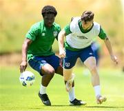 28 May 2021; Will Ferry and Festy Ebosele, left, during a Republic of Ireland U21 training session in Marbella, Spain. Photo by Stephen McCarthy/Sportsfile