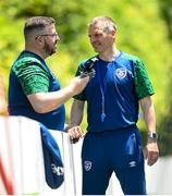 28 May 2021; Lead performance analysts Martin Doyle and manager Jim Crawford, right, during a Republic of Ireland U21 training session in Marbella, Spain. Photo by Stephen McCarthy/Sportsfile