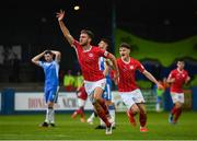28 May 2021; Lewis Banks of Sligo Rovers celebrates after scoring his side's second goal during the SSE Airtricity League Premier Division match between Finn Harps and Sligo Rovers at Finn Park in Ballybofey, Donegal. Photo by David Fitzgerald/Sportsfile