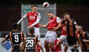 28 May 2021; Chris Forrester, left, and Paddy Barrett of St Patrick's Athletic in action against Andy Boyle of Dundalk during the SSE Airtricity League Premier Division match between St Patrick's Athletic and Dundalk at Richmond Park in Dublin. Photo by Seb Daly/Sportsfile