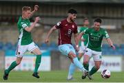 28 May 2021; Darren Murphy of Cobh Ramblers in action against Alec Byrne and Jack Baxter of Cork City during the SSE Airtricity League First Division match between Cobh Ramblers and Cork City at St Colman's Park in Cobh, Cork. Photo by Michael P Ryan/Sportsfile