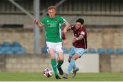 28 May 2021; Alec Byrne of Cork City in action against Darren Murphy of Cobh Ramblers during the SSE Airtricity League First Division match between Cobh Ramblers and Cork City at St Colman's Park in Cobh, Cork. Photo by Michael P Ryan/Sportsfile