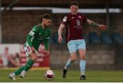 28 May 2021; Dylan McGlade of Cork City in action against Killian Cooper of Cobh Ramblers during the SSE Airtricity League First Division match between Cobh Ramblers and Cork City at St Colman's Park in Cobh, Cork. Photo by Michael P Ryan/Sportsfile