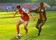 28 May 2021; Billy King of St Patrick's Athletic in action against Val Adedokun of Dundalk during the SSE Airtricity League Premier Division match between St Patrick's Athletic and Dundalk at Richmond Park in Dublin. Photo by Seb Daly/Sportsfile