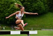 29 May 2021; Michelle Finn of Leevale, Cork, on her way to winning the Women's 3000m Steeplechase event during the Belfast Irish Milers' Meeting at Mary Peters Track in Belfast. Photo by Sam Barnes/Sportsfile