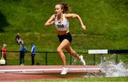 29 May 2021; Michelle Finn of Leevale, Cork, on her way to winning the Women's 3000m Steeplechase event during the Belfast Irish Milers' Meeting at Mary Peters Track in Belfast. Photo by Sam Barnes/Sportsfile