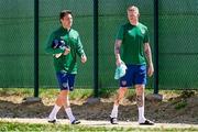 29 May 2021; Harry Arter, left, and James McClean during a Republic of Ireland training session at PGA Catalunya Resort in Girona, Spain. Photo by Pedro Salado/Sportsfile