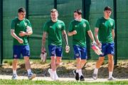 29 May 2021; Players from left, Jason Knight, Sam Szmodics, Josh Cullen and Jamie McGrath arrive for a Republic of Ireland training session at PGA Catalunya Resort in Girona, Spain. Photo by Pedro Salado/Sportsfile