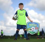 26 May 2021; Morgan Coffey, age 8, at the launch of the INTERSPORT Elverys FAI Summer Soccer Schools at the FAI National Training Centre in Abbotstown, Dublin. The Football Association of Ireland launched the 25th edition of the hugely popular FAI Summer Soccer Schools in partnership with our title sponsor, the leading Irish sports retailer INTERSPORT Elverys. Republic of Ireland players Rianna Jarrett and Andrew Omobamidele were on hand for the launch of the hugely popular programme which will see the INTERSPORT Elverys FAI Summer Soccer Schools return to clubs across Ireland in July and August. The INTERSPORT Elverys FAI Summer Soccer Schools cater for boys and girls aged 6 to 14 in a fun and inclusive environment. Photo by Stephen McCarthy/Sportsfile