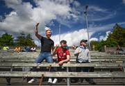 29 May 2021; Longford supporters, from left, Mick Cahill, Shane Thomson and Pat Cahill look on during the Allianz Football League Division 3 North Round 3 match between Fermanagh and Longford at Brewster Park in Enniskillen, Fermanagh. Photo by David Fitzgerald/Sportsfile