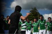 29 May 2021; Fermanagh manager Ryan McMenamin speaks to his players following the Allianz Football League Division 3 North Round 3 match between Fermanagh and Longford at Brewster Park in Enniskillen, Fermanagh. Photo by David Fitzgerald/Sportsfile