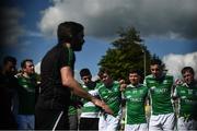 29 May 2021; Fermanagh manager Ryan McMenamin speaks to his players following the Allianz Football League Division 3 North Round 3 match between Fermanagh and Longford at Brewster Park in Enniskillen, Fermanagh. Photo by David Fitzgerald/Sportsfile