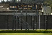 29 May 2021; The final score following the Allianz Football League Division 3 South Round 3 match between Wicklow and Limerick at County Grounds in Aughrim, Wicklow. Photo by Matt Browne/Sportsfile