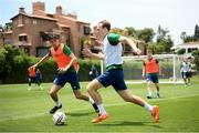 29 May 2021; Ryan Johansson and Oisin McEntee during a Republic of Ireland U21 training session in Marbella, Spain. Photo by Stephen McCarthy/Sportsfile