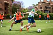 29 May 2021; Ryan Johansson and Oisin McEntee, left, during a Republic of Ireland U21 training session in Marbella, Spain. Photo by Stephen McCarthy/Sportsfile
