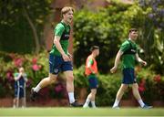 29 May 2021; Luca Connell celebrates after scoring his team's winning goal, in a small sided game, during a Republic of Ireland U21 training session in Marbella, Spain. Photo by Stephen McCarthy/Sportsfile