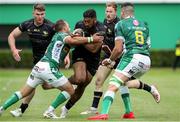 29 May 2021; Bundee Aki of Connacht is tackled by Dewaldt Duvenage and Sebastian Negri of Benetton during the Guinness PRO14 Rainbow Cup match between Benetton and Connacht at Stadio di Monigo in Treviso, Italy. Photo by Roberto Bregani/Sportsfile