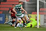 29 May 2021; Rory Gaffney of Shamrock Rovers shoots to score his side's winning goal in added time of the SSE Airtricity League Premier Division match between Longford Town and Shamrock Rovers at Bishopsgate in Longford. Photo by Seb Daly/Sportsfile