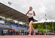 29 May 2021; Aoife Kilgallon of Sligo AC crosses the line to win the Women's 5000m event during the Belfast Irish Milers' Meeting at Mary Peters Track in Belfast. Photo by Sam Barnes/Sportsfile