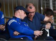 29 May 2021; Monaghan manager Seamus McEnaney, right, with interim manager David McCague prior to the Allianz Football League Division 1 North Round 3 match between Monaghan and Tyrone at Healy Park in Omagh, Tyrone. Photo by David Fitzgerald/Sportsfile