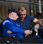 29 May 2021; Monaghan manager Seamus McEnaney, right, with interim manager David McCague prior to the Allianz Football League Division 1 North Round 3 match between Monaghan and Tyrone at Healy Park in Omagh, Tyrone. Photo by David Fitzgerald/Sportsfile
