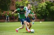 29 May 2021; Louie Watson, left, and Ryan Johansson during a Republic of Ireland U21 training session in Marbella, Spain. Photo by Stephen McCarthy/Sportsfile