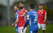 28 May 2021; Greg Bolger of Sligo Rovers fist bumps Tony McNamee of Finn Harps following the SSE Airtricity League Premier Division match between Finn Harps and Sligo Rovers at Finn Park in Ballybofey, Donegal. Photo by David Fitzgerald/Sportsfile