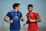 29 May 2021; Conor McManus of Monaghan and Ronan McNamee of Tyrone during the Allianz Football League Division 1 North Round 3 match between Tyrone and Monaghan at Healy Park in Omagh, Tyrone. Photo by David Fitzgerald/Sportsfile