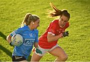 29 May 2021; Caoimhe O'Connor of Dublin in action against Ashling Hutchings of Cork during the Lidl Ladies National Football League Division 1B Round 1 match between Cork and Dublin at Páirc Ui Chaoimh in Cork. Photo by Eóin Noonan/Sportsfile