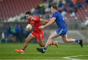 29 May 2021; Conor McKenna of Tyrone in action against Niall Kearns of Monaghan during the Allianz Football League Division 1 North Round 3 match between Tyrone and Monaghan at Healy Park in Omagh, Tyrone. Photo by David Fitzgerald/Sportsfile