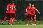 30 May 2021; Leonidas Stergiou of Switzerland celebrates after scoring his side's first goal during the U21 international friendly match between Switzerland and Republic of Ireland at Dama de Noche Football Centre in Marbella, Spain. Photo by Stephen McCarthy/Sportsfile