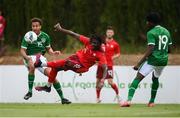 30 May 2021; Alex Jankewitz of Switzerland in action against Lewis Richards of Republic of Ireland during the U21 international friendly match between Switzerland and Republic of Ireland at Dama de Noche Football Centre in Marbella, Spain. Photo by Stephen McCarthy/Sportsfile