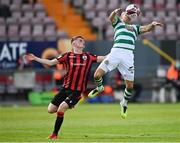 29 May 2021; Graham Burke of Shamrock Rovers in action against Paddy Kirk of Longford Town during the SSE Airtricity League Premier Division match between Longford Town and Shamrock Rovers at Bishopsgate in Longford. Photo by Seb Daly/Sportsfile
