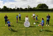 31 May 2021; Glenveagh Homes are the new sponsors of the LGFA’s Gaelic4Girls programme. To find out more about Glenveagh Homes, visit https://glenveagh.ie/ . In attendance to mark the announcement at Summerhill GFC in County Meath are, from left, Armagh footballer Aimee Mackin, Abby Gannon, Alex Dalton, Head of Marketing at Glenveagh Homes Cameron McDonnell, LGFA CEO Helen O’Rourke, Head of Construction at Glenveagh Home Barney O'Reilly, Isabelle Foley, Ella McDermott and Roscommon footballer Jennifer Higgins.  Photo by Harry Murphy/Sportsfile